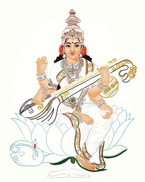 Hindu Goddess Saraswati. Basant Panchami ~A festival celebrating the first day of Spring and the birthday of the Goddess of knowledge, Goddess Saraswati! on Njkinny's Lifestyle Blog